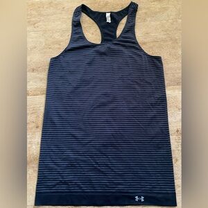 Under Armour Heat Gear Women’s‎ Sz L Gray/Black Stripe Racerback Athletic Tank